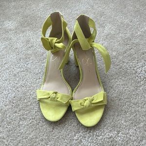 Jessica Simpson Yellow Tie-Ankle Suede Block Heel Sandals